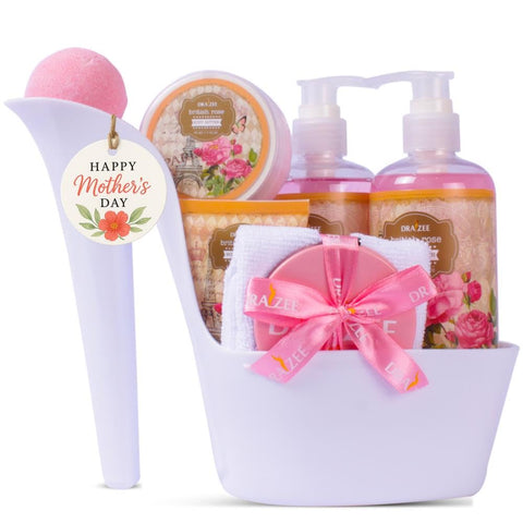Mothers Day Gifts for Mom - Spa Gift Baskets for Women - 8 Pcs Luxury Rose Scented Heel Shoe Design Bath and Body Spa Set-Self Care Package for Women, Presents for Mom, Body Care Set for Her