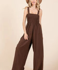 Mittoshop Smocked Wide Leg Overalls with Wide Straps