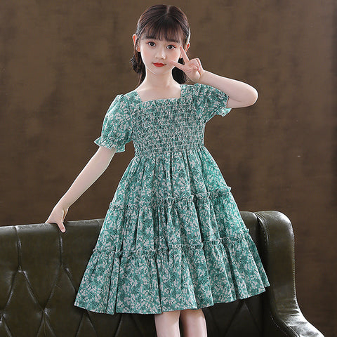 Girls Cotton Floral Dress