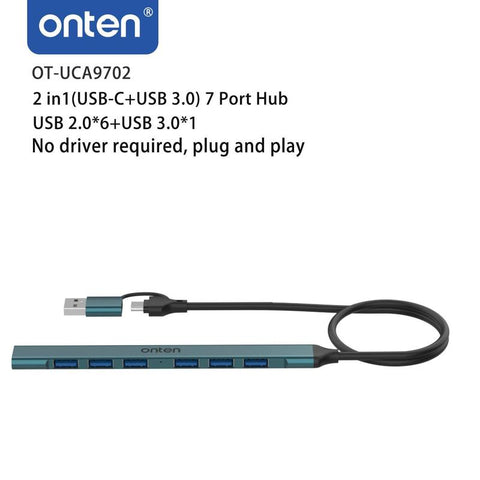 ONTEN USB-C & USB-A Hub, Multi-Purpose USB 2.0 Hub with OTG Function, Portable USB Extension Data & Charging Hub for Home Office, USB Hubs, Tablet & Computer Accessories