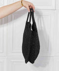 Justin Taylor Beach Date Straw Rattan Handbag in Black