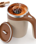 Self Stirring Coffee Mug, Rechargeable Automatic Coffee Stirring Mixing Mug, Electric Funny Self Mixing Cup, Stainless Steel Travel Coffee Cup for Office(Brown) Stirring Coffee Cup Drinkware Reuse Self Stirring Cup