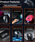 AULA SC580 Tri-Mode Wireless Gaming Mouse, 2.4G/BT5.0/USB-C, 10000 DPI Rechargeable Wireless Mouse, Gamer Mouse with 6 Programmable Buttons, Anti-Slip Stickers, Office Desktop Laptop PC Accessories Ergonomic Computer Mouse Bluetooth Budget Mouse Springtok
