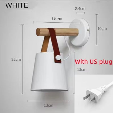 Hot Modern Wall Lamp Wood Iron Led Sconce Bedroom Decor Lighting Bedside Study Leather Hall Aisle Corridor Reading Indoor Light