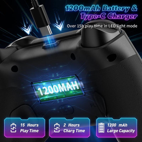Wireless Controller for PS5 with LED RGB Light, Compatible with Playstation 5 /Playstation 4 /Playstation 3 /Switch/ PC