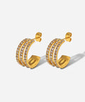 Stainless Steel Inlaid Zircon C-Hoop Earrings