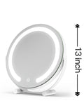 FENNIO Vanity Mirror with Lights, 12 Inch Light up Makeup Mirror, LED Makeup Mirror with Lights for Bedroom Tabletop, Smart Touch Control 3 Colors Dimmable, 360° Rotation, White