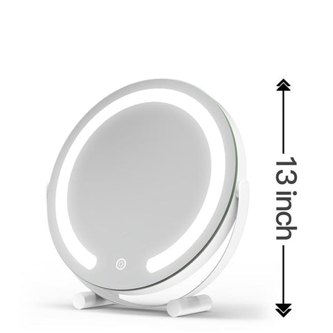 FENNIO Vanity Mirror with Lights, 12 Inch Light up Makeup Mirror, LED Makeup Mirror with Lights for Bedroom Tabletop, Smart Touch Control 3 Colors Dimmable, 360° Rotation, White