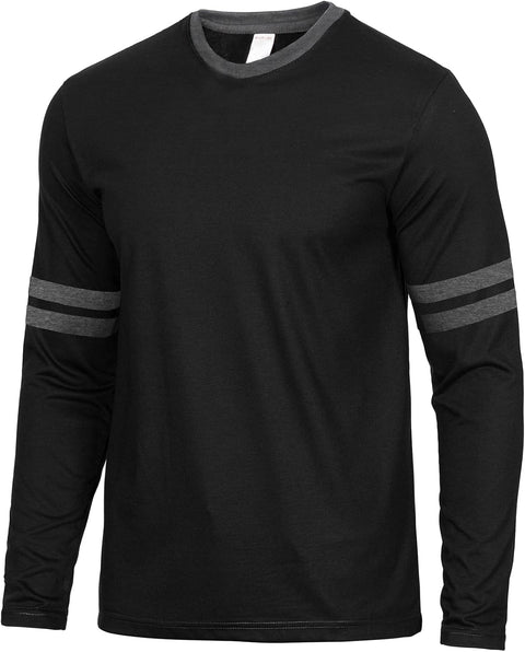 Mens Long Sleeve Shirts - Soft Comfy Casual round Neck Full Sleeves Ringer Tee Men