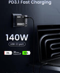 MOVE SPEED 140W USB C Charger PD3.1 Gan 4-Port Compact Laptop Wall Charger Foldable Plug 3Xusb-C Ports Fast Charging for Macbook Pro/Air, Iphone, Ipad Pro, Dell XPS Etc (With 140W Cable)