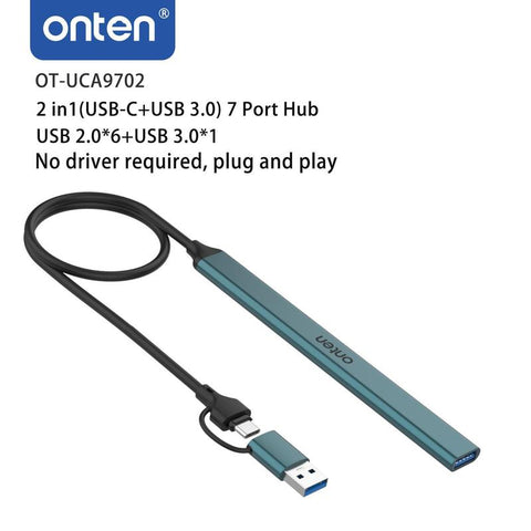 ONTEN USB-C & USB-A Hub, Multi-Purpose USB 2.0 Hub with OTG Function, Portable USB Extension Data & Charging Hub for Home Office, USB Hubs, Tablet & Computer Accessories