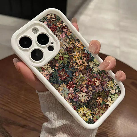 Wildflower Wonderland Pattern TPU Phone Case for Iphone 15 16 14 Pro Max 13 12 11 XR XS plus E Shockproof Full Camera Protection Durable Slim Silicone Cover Cellphone Protective
