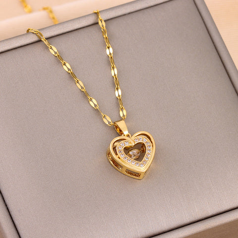 Double-layer Smart Heart Pendant Necklace