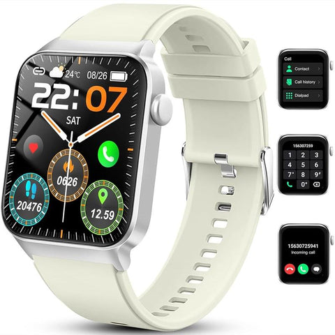 [Mother'S Day] Ntaanoo 1.85" Fashion Touch Screen Smart Watch, Digital Smart Watches with Call Function 100+ Sports Modes Dly Watch Dials Messages Reminder Multifunctional Smartwatch for Men Women