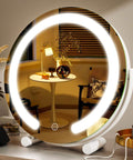 FENNIO Vanity Mirror with Lights, 12 Inch Light up Makeup Mirror, LED Makeup Mirror with Lights for Bedroom Tabletop, Smart Touch Control 3 Colors Dimmable, 360° Rotation, White