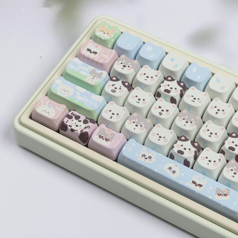 Cute Puppy and Cat Full Set PBT Sublimation Key Cap