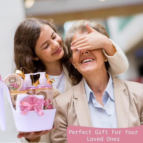 Mothers Day Gifts for Mom - Spa Gift Baskets for Women - 8 Pcs Luxury Rose Scented Heel Shoe Design Bath and Body Spa Set-Self Care Package for Women, Presents for Mom, Body Care Set for Her