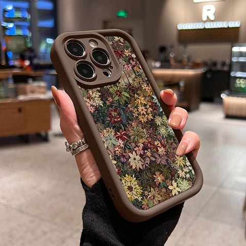 Wildflower Wonderland Pattern TPU Phone Case for Iphone 15 16 14 Pro Max 13 12 11 XR XS plus E Shockproof Full Camera Protection Durable Slim Silicone Cover Cellphone Protective