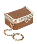 Royal Bagger Genuine Leather Mini Kiss Lock Coin & Jewelry Box, Removable Keychain, Storage for Rings, Earrings, Necklaces 2894