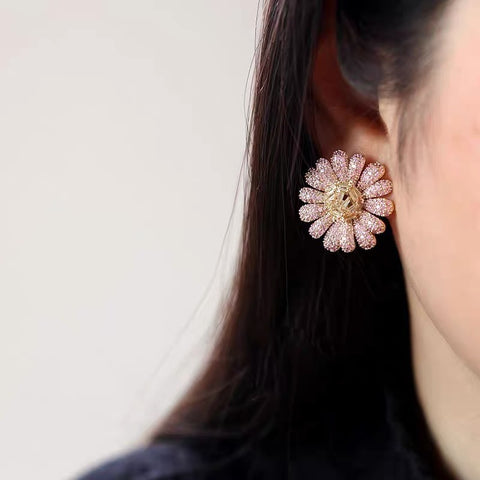 Fashion Three-dimensional Color Sunflower Earrings