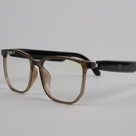 【New Launch】2025 AI Brown Smart Glasses, Bluetooth Connection, Music Playback, Seamless Interaction, Stylish Appearance, Anti-Blue Light, GS-03 2.0 Newest Version Wireless Bluetooth Touch Control Comfort Lightweight Touch Control