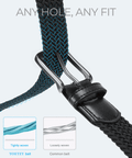 Mens Belts Womens Belts 2 Pack, Stretch Belts Elastic Braided Belts for Casual 1 3/8" (35Mm)