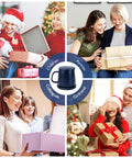APEKX 2024 Upgraded Self-Heating Ceramic Mug - Stable 130°F Temperature, 15W Wireless Phone Charging, 12.8 Fl Oz Capacity - USB-C Enabled. (Deep Navy)