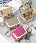 Royal Bagger Genuine Leather Mini Kiss Lock Coin & Jewelry Box, Removable Keychain, Storage for Rings, Earrings, Necklaces 2894