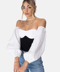 Dima_Royalty Off-Shoulder Bodysuit - BLACK & WHITE - M - Women - Clothing - Bodysuit