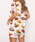Raising Chicken Silky Satin Pajama Set for Women Print Comfy Satin Sleepwear & Loungewear Pjs Printing Silky Top & Bottoms - SHESHOW