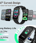 Health Fitness Tracker, Smart Watch with 24/7 Heart Rate Blood Pressure Sleep Monitor,126 Sports Modes,Ip68 Waterproof Step Calorie Counter Pedometer Activity Trackers for Android&Iphone Women Black