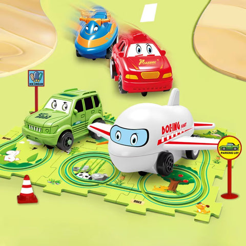 Flexible Railway Track Rail Car Puzzel Toy DIY Assemble Jigsaw Parent-Child Interaction Toy Electric Track Car Puzzle Toys Gifts