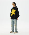 Cotton-Filled 3D Raised Star Hoodies Hand-Printed Design Unisex Casual Oversized Comfort Steetwear SQQZ PROJECT