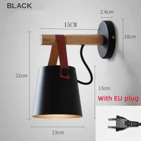 Hot Modern Wall Lamp Wood Iron Led Sconce Bedroom Decor Lighting Bedside Study Leather Hall Aisle Corridor Reading Indoor Light