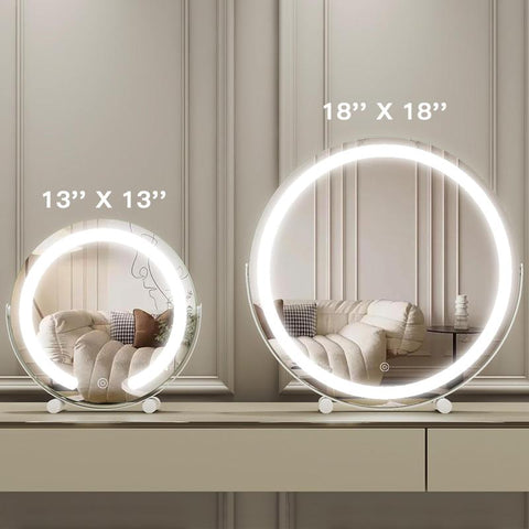 FENNIO Vanity Mirror with Lights, 12 Inch Light up Makeup Mirror, LED Makeup Mirror with Lights for Bedroom Tabletop, Smart Touch Control 3 Colors Dimmable, 360° Rotation, White