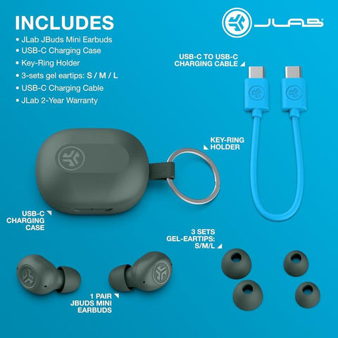 Jlab Jbuds Lux ANC & Mini Sage Gift Set, 1 Set of Earbuds + Headphones