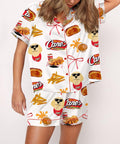 Raising Chicken Silky Satin Pajama Set for Women Print Comfy Satin Sleepwear & Loungewear Pjs Printing Silky Top & Bottoms - SHESHOW