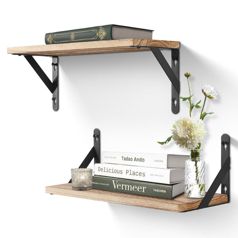 2x Wooden Floating Shelves
